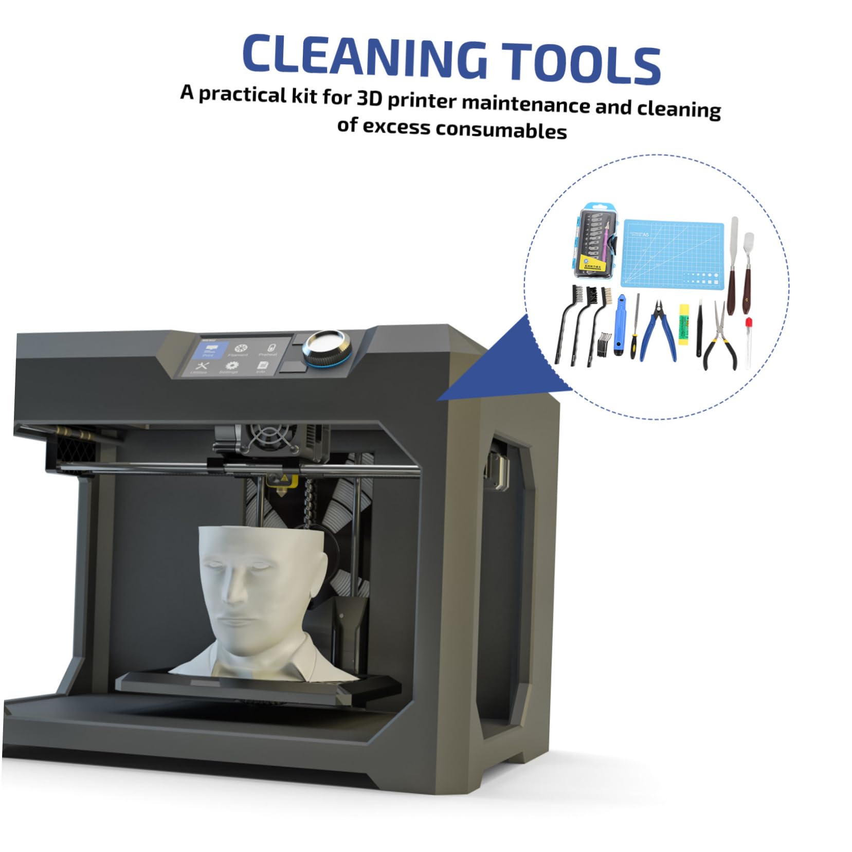 Gatuida Kit de Nettoyage pour Imprimante 3d, 1 Set D’outils D’entretien Aiguilles de Buse, Pince à Épiler, Pince, pour Lit Chauffant et Modèle