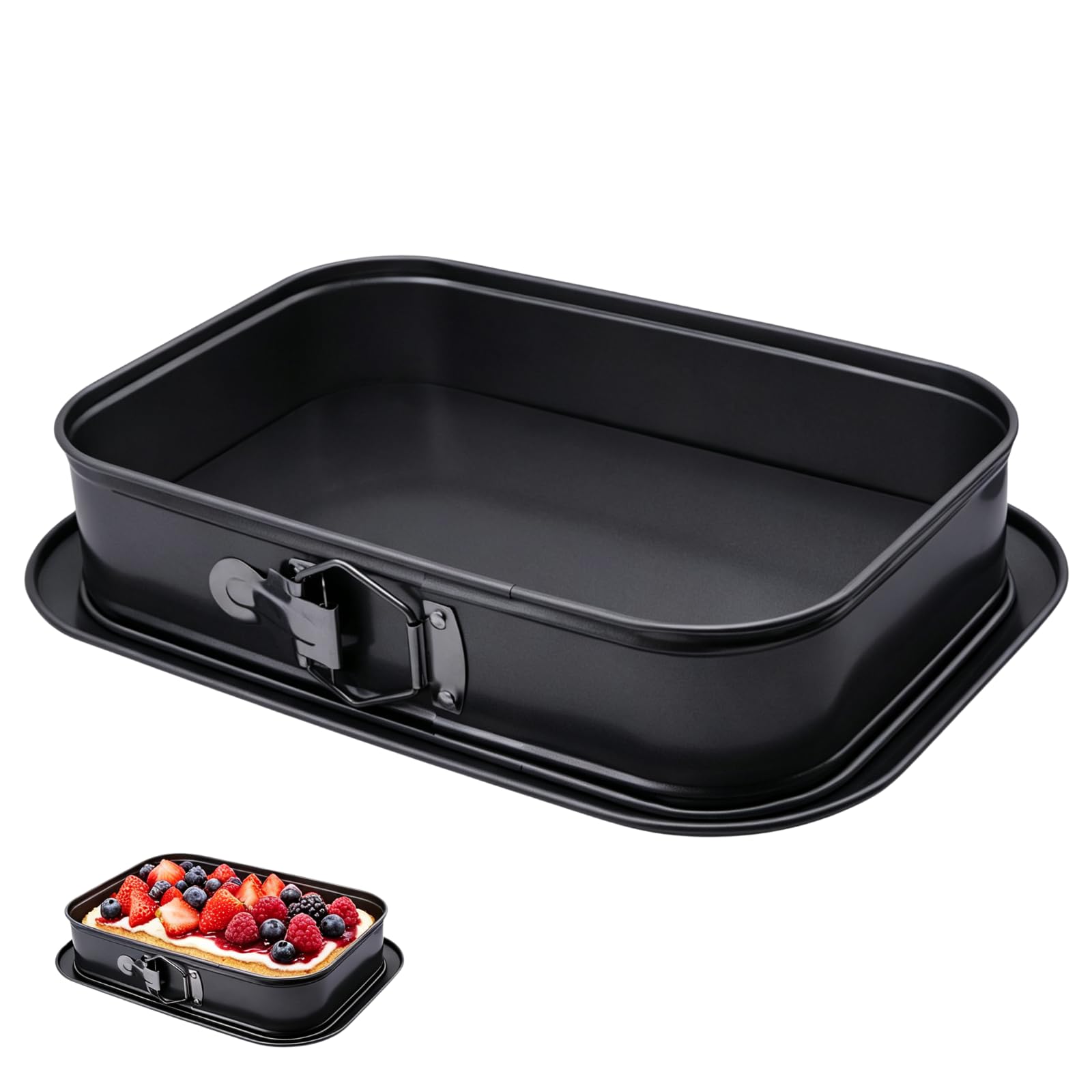 ANMOO Rectangular Cake Tin, Non-Stick Cheesecake Pan with Removable Bottom