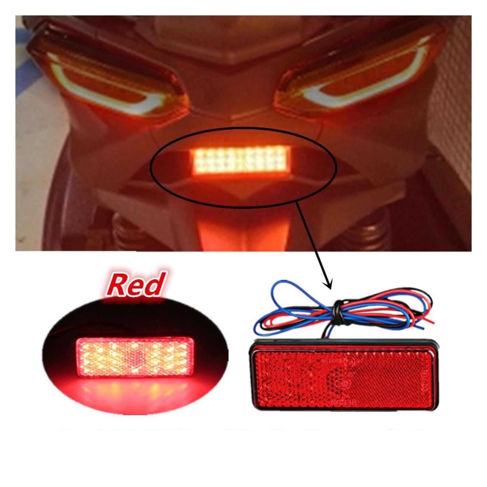 Fanale posteriore per moto Fanale posteriore a LED universale da 12 V con catarifrangente bianco, rosso e giallo, luce freno integrata per moto, fanale posteriore a LED per moto.