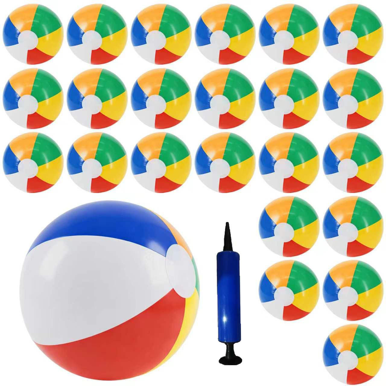 Photo 1 of 24 Pack 12 Inch Easy Inflate Leak Proof Beach Balls Bulk, Vibrant Summer Toys for Kids,Classroom, Pool Party Favors Decorations, Sturdy Small Beach Balls for Parents Teachers Grandparents