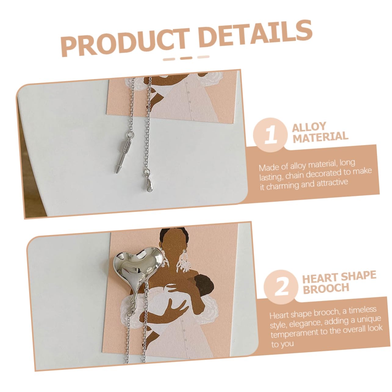 5st Liebes Kette Brosche Anstecknadel Für Kleidung Frauen Herz Brosche Pins Für Frauen Damen Accessoires Valentinstagsgeschenke Für Sie Anstecknadel Für Damen Legierung Silver