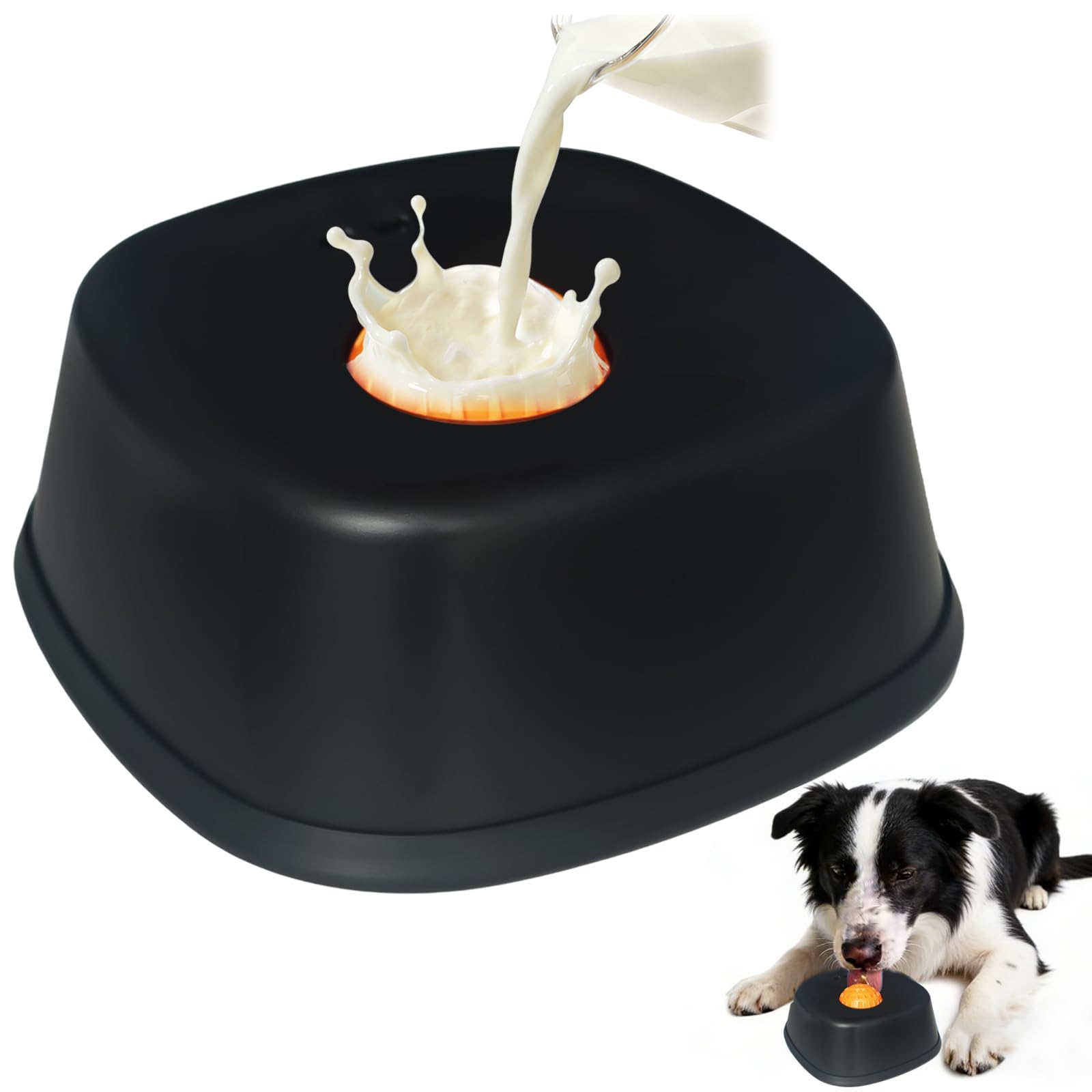 Dog Licking Bowl With Ball,Dog Lick Ball,Slow Feeder Dog Bowls For Liquid Treat,Snack Spin Dog Lick Toy For Large Medium Small Dogs (Black)