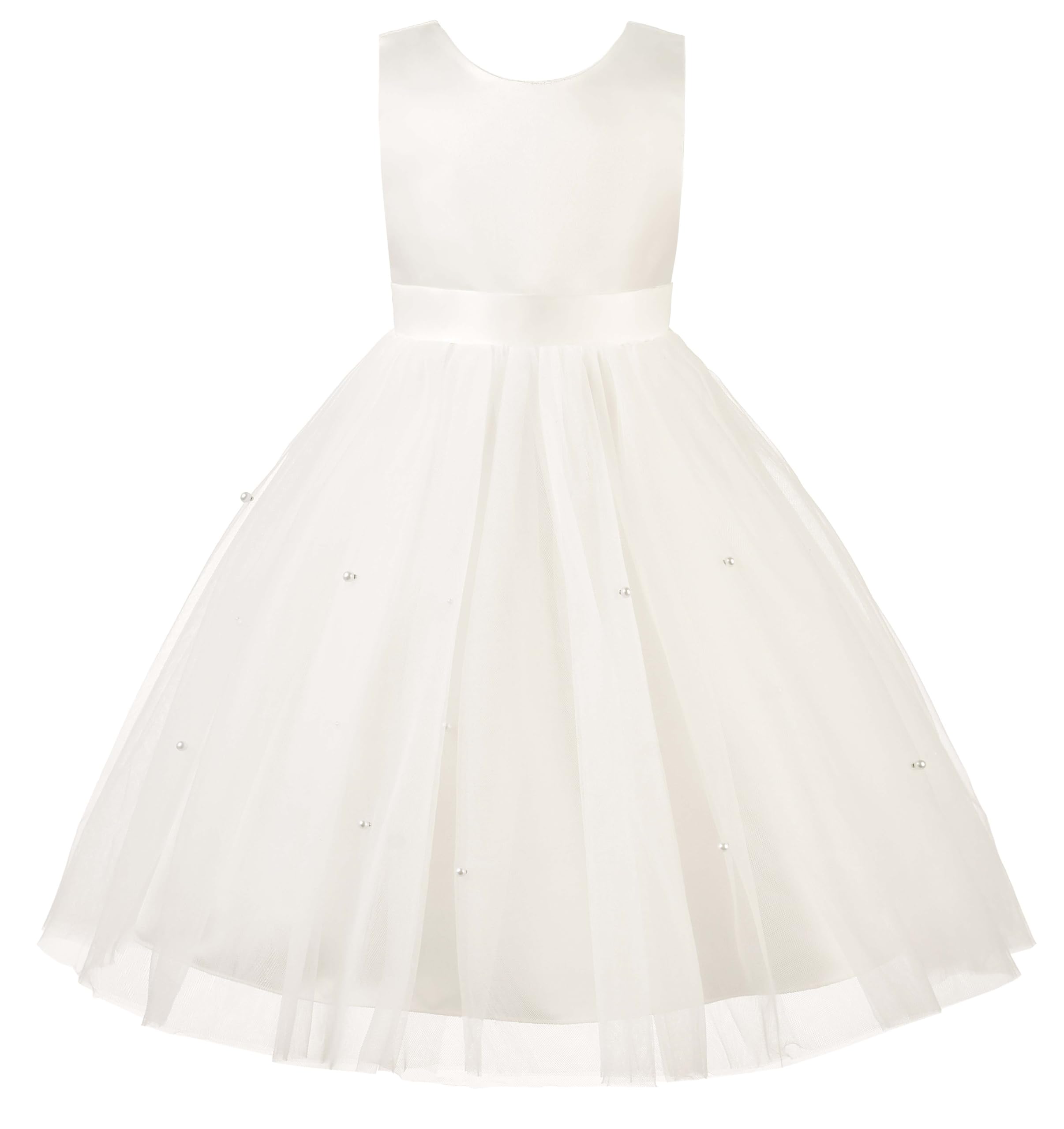 Uhnice Blumenmädchen Kleid Mädchen Tüll Prinzessin Kleid Ärmellos V-Rücken mit Schleife Festliches Kleid für Hochzeit Geburtstag