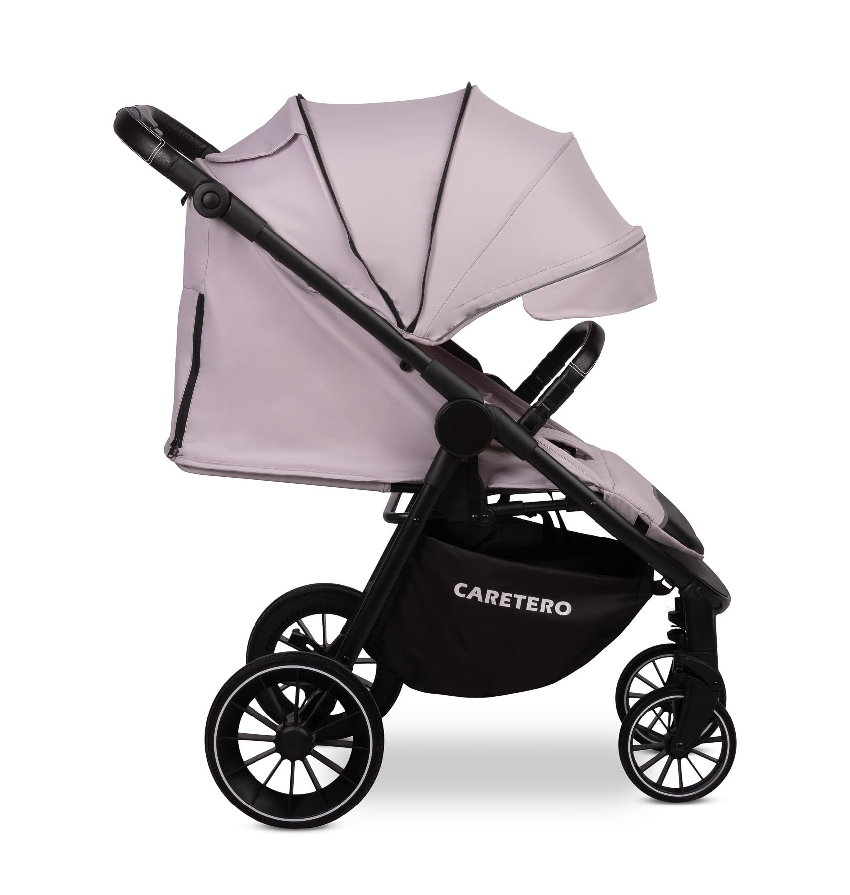 CARETERO - Poussette Agil – Légère avec Dossier Inclinable, Canopy et Panier de Rangement – avec Harnais de Sécurité, Poignée Réglable et Habillage Pluie – Pour tout-petits – Couleur Fumé