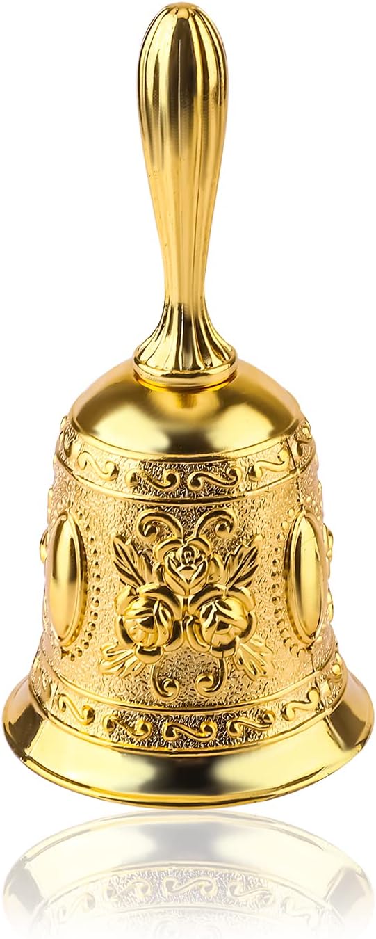TOYMIS Decorative Hand Bell, Metal Elegant Carved Dinner