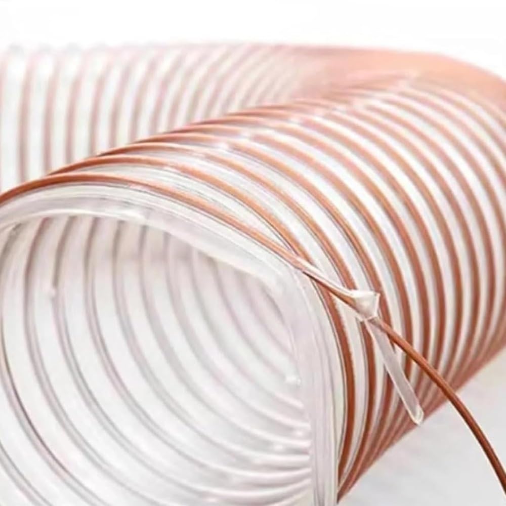 Manguera flexible transparente para recoger el polvo, manguera de poliuretano resistente con espiral de alambre de acero, se adapta a conductos de 1 a 13 pulgadas, ideal para sistemas de vacío y
