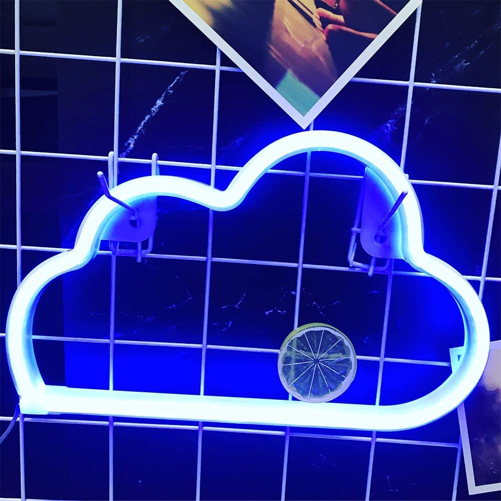 bpaCloud Neon Light Neon Sign - USB or Battery Operated Light Signs for Wall Decor | Led Neon Cloud Night Lights for Bedroom Kids Birthday Party Christmas Home Decor (Blue)