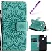 Produktbild EMAXELERS Huawei P10 Lite Hülle Sonne Blumen Prägung PU Leder Ledercase Flip Tasche Wallet Schutzhülle Handytasche Hülle für Huawei P10 Lite,Green Left and Right Sunflower