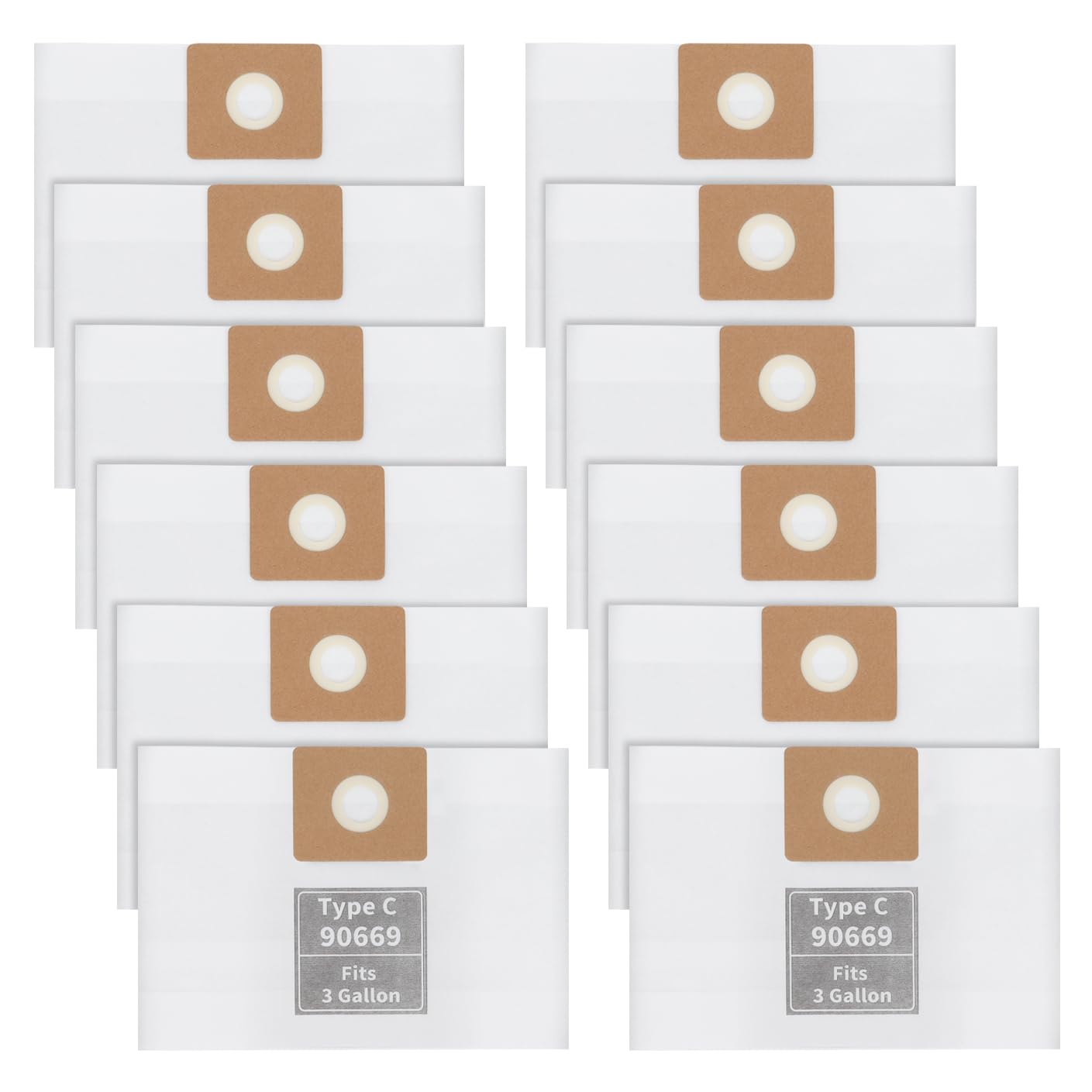 90669 All Around Collection Bags Compatible with Shop-Vac 3 Gallon Wet/Dry Vacs - Type C Vacuum Bags part # 9066900 9066933-12Pack