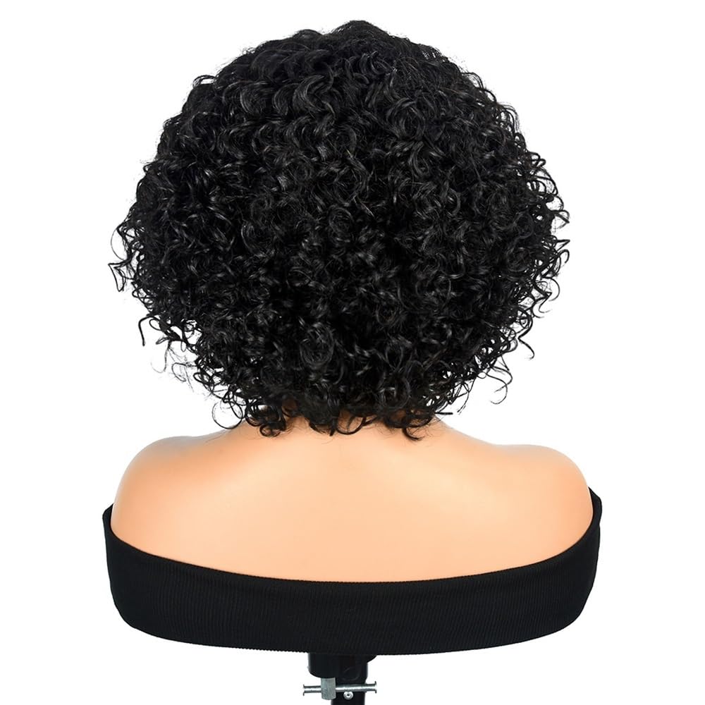 Ludzkie włosy naturalna fala 4x4 koronkowe zamknięcie bez kleju Wear and Go kręcone peruki Bob Naturalna linia włosów dla początkujących 12 cali naturalne czarne przedłużanie włosów