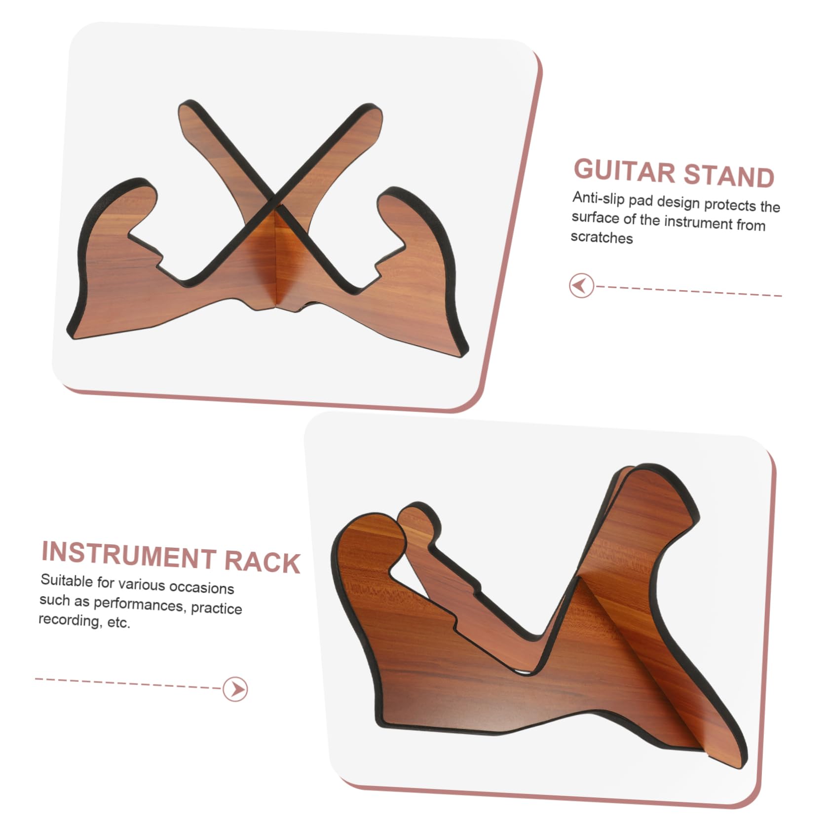 Hemobllo Supporto per Chitarra da Terra Portatile X in Legno Marrone | Smontabile, per Negozio e Casa, Adatto a Basso e Chitarra, Finitura Elegante