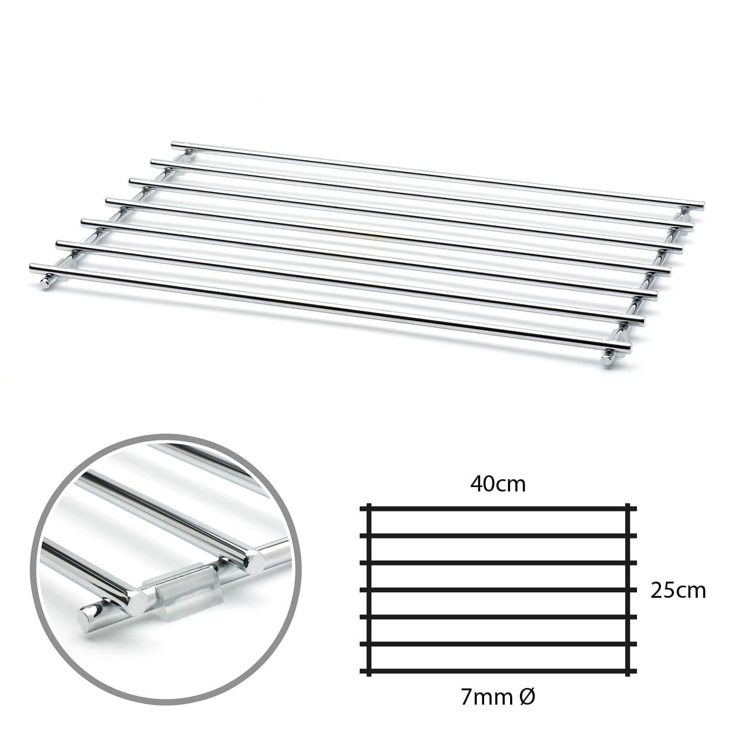CKB LTD - Salvamanteles rectangular de tamaño mediano, de acero cromado, protector de superficie de trabajo de metal para apoyar ollas y sartenes calientes, 40 x 24 cm