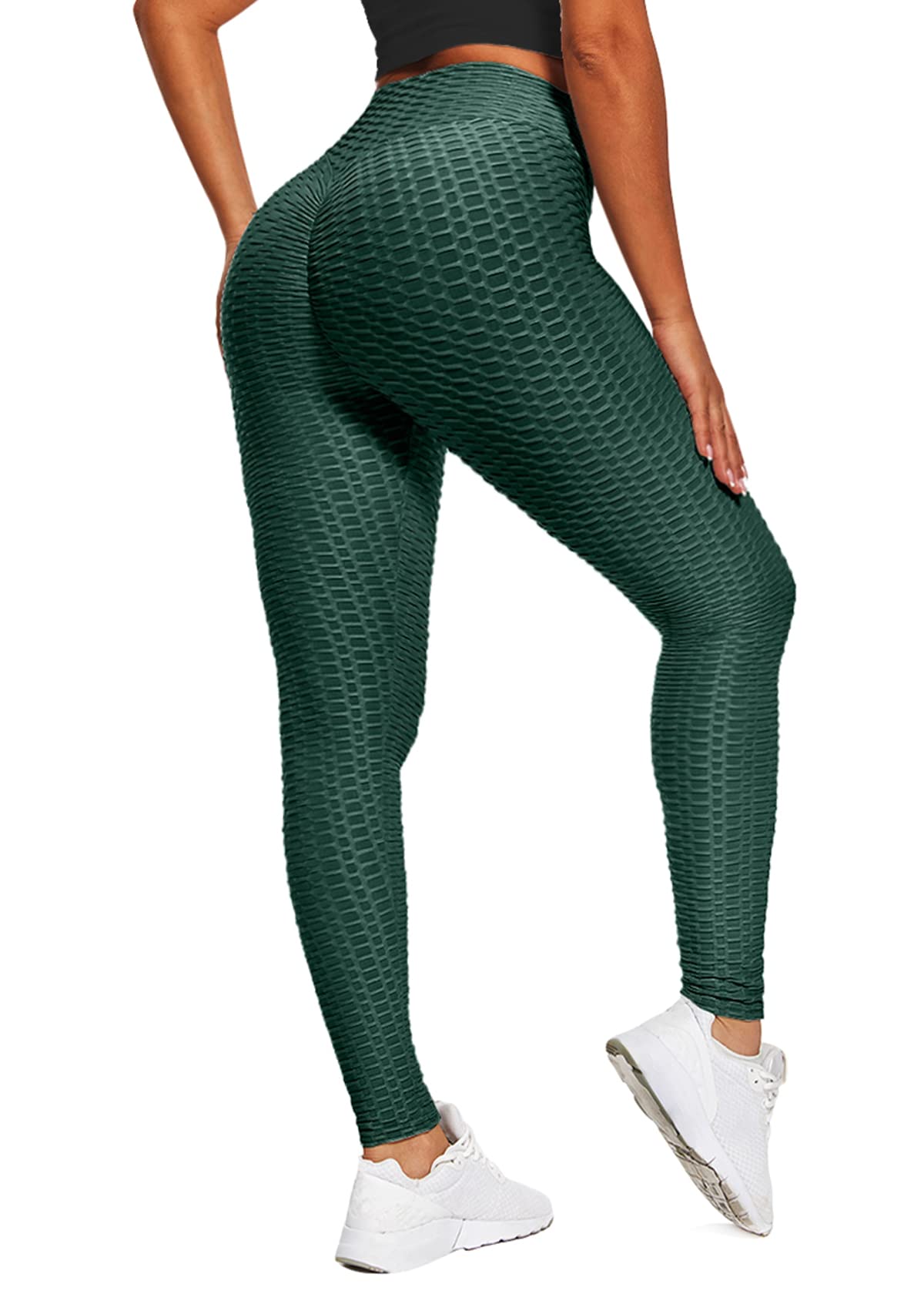 Merlvida Anti Cellulite Women's Leggings Ruched Butt Lift Gym Leggings Womens High Waist Tummy Control Opaque Scrunch Honeycomb Yoga Pants Bubble Textured Wrokout Sports Tights Gym Clothes Plus Size