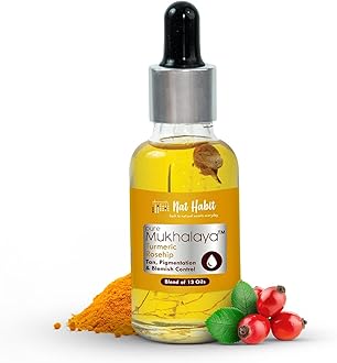 Turmeric Rosehip Mukhalaya Face Oil For Tan, Pigmentation & Blemish Control, with Blend of 13 Cold Pressed Oils, For Natural Face Care, No Mineral Oil or Chemical (30ml)