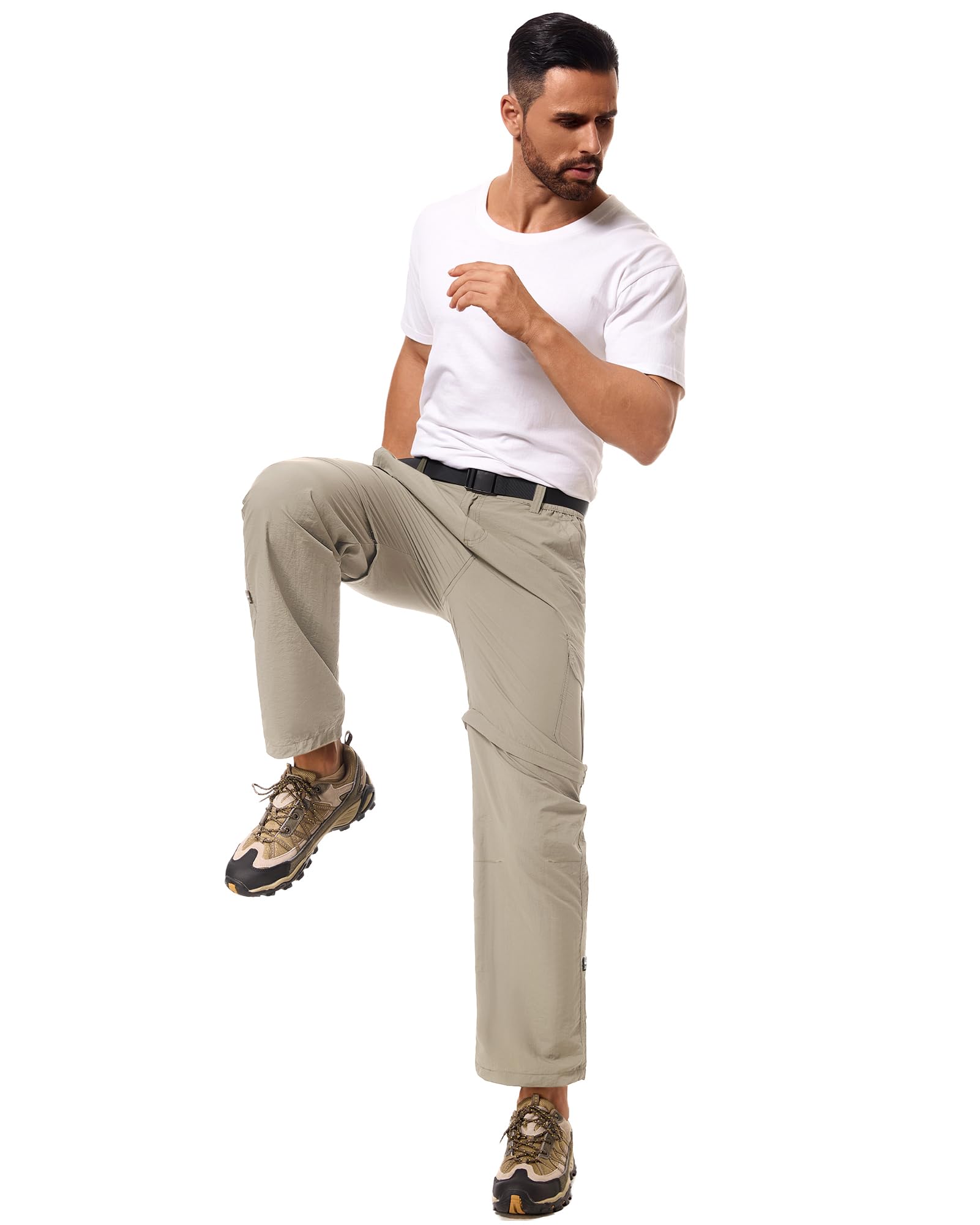 Wanderhose Herren Zip Off Sommer, Abnehmbar Trekkinghose Outdoorhose mit 5 Taschen, Atmungsaktiv Schnell Arbeit Hosen Trockend Funktionshose Softshellhos（Empfohlen: eine Größe größer wählen）