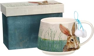Topadorn Ceramic Coffee Mug, 12 oz Porcelain Tea Cup with Handle,Holiday and Birthday Gift for Coffee Milk Tea Lovers, Cute Rabbit Mug with Gift Box, Luxurious Cups for Office and Home