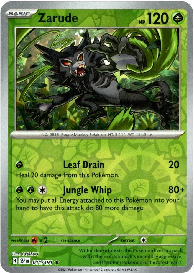 Amazon.com: Pokemon - Zarude 011/191 – Surging Sparks – Reverse