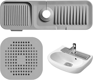 1 almohadilla de retención de agua y 1 cubierta de desagüe de suelo, almohadilla de secado para lavabo, almohadilla de absorción de silicona para fregadero, almohadilla de pulverización de
