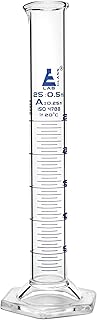 Graduated Cylinder, 25ml - Class A Tolerance ±0.25ml - Hexagonal Base - Blue Graduations - Borosilicate 3.3 Glass - Eisco Labs