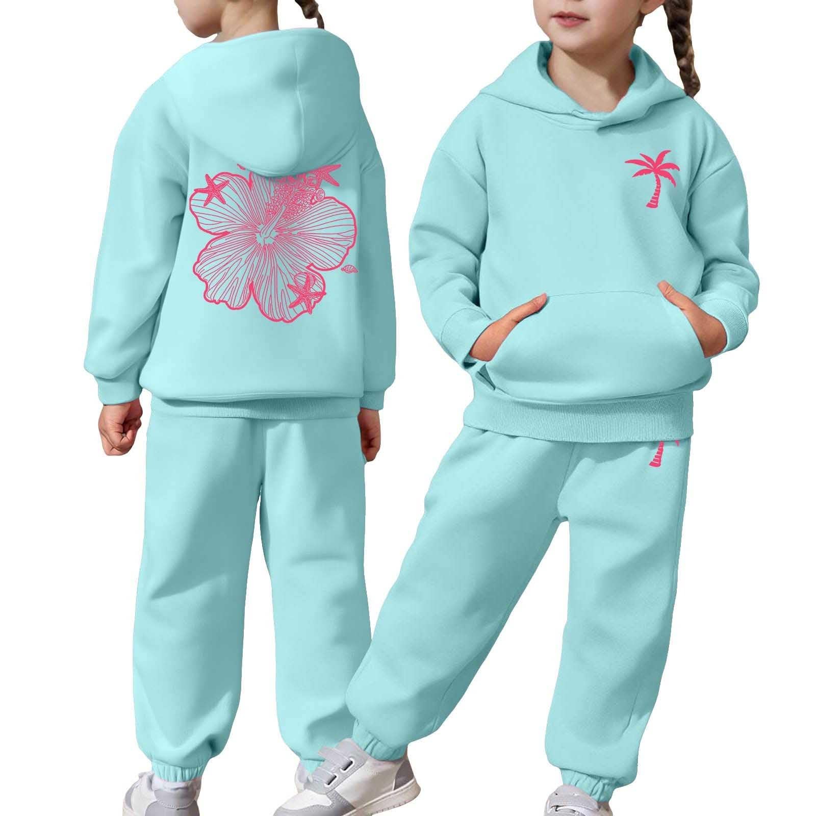 Generisch Niños Niños Niños Niñas Manga Larga Sólido Cálido Sudadera Sudadera Tops Pantalones Niños Trajes Chándal Ropa para Niños