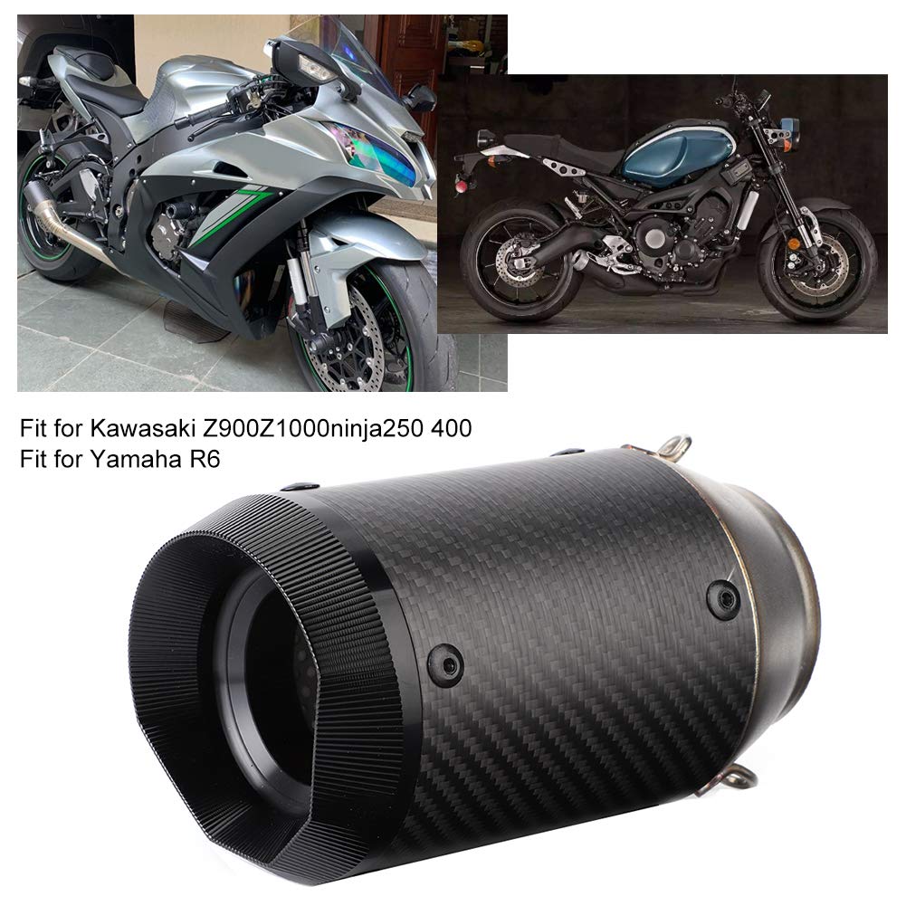 Tubo de Escape Universal para Motocicleta, Negra de Fibra de Carbono de Acero Inoxidable de 51 Mm, con Mejorado, para Z900 Z1000 400 R6