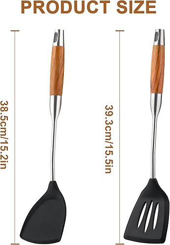 Miniatura 3 de FJNATINH Juego de espátulas y espátulas de silicona, espátulas antiadherentes, recubiertos de acero inoxidable con utensilios de cocina de silicona