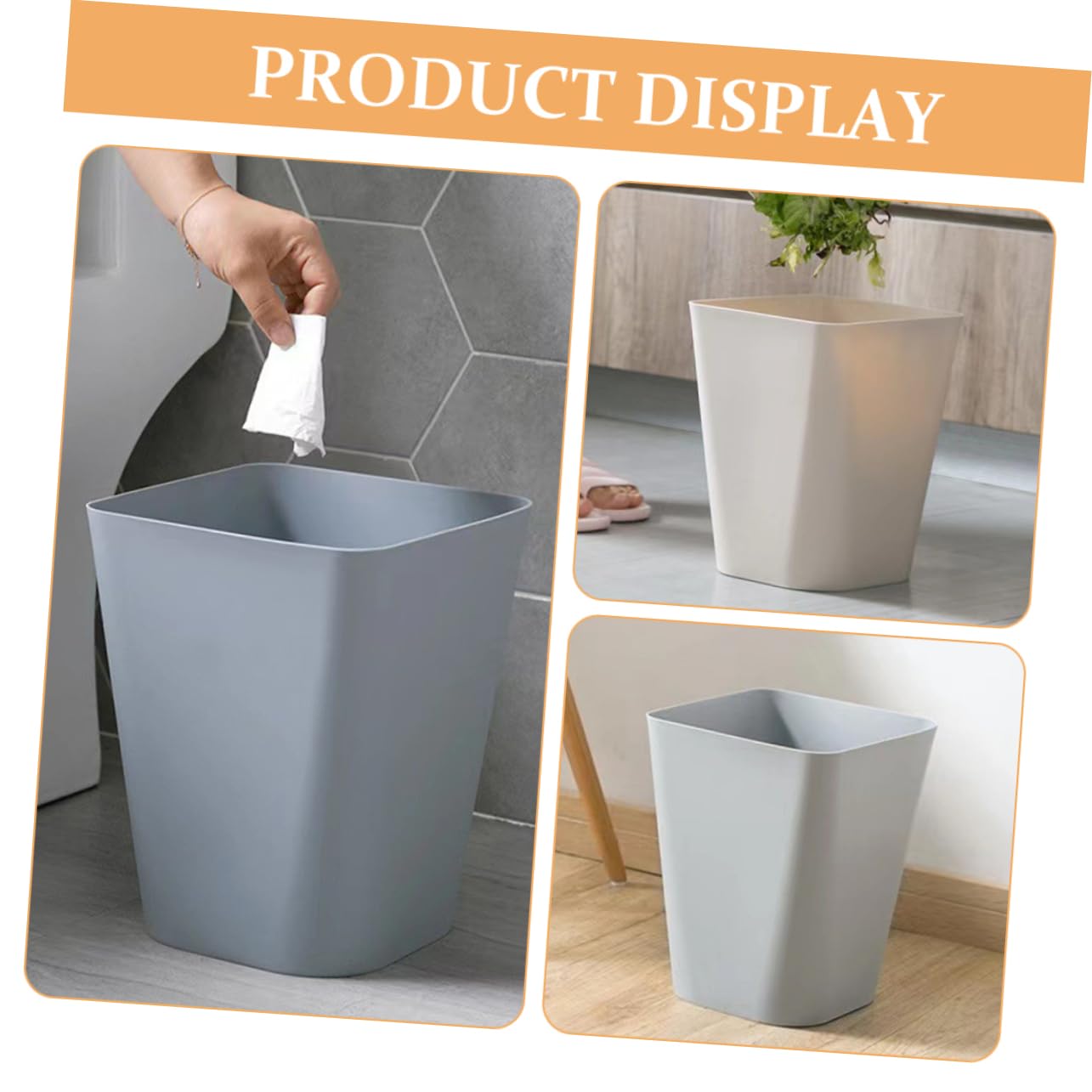 SHINEOFI 2pcs Large Capacity Plastic for Home Office Kitchen Bathroom Sturdy Garbage Bin for Easy Waste Disposal