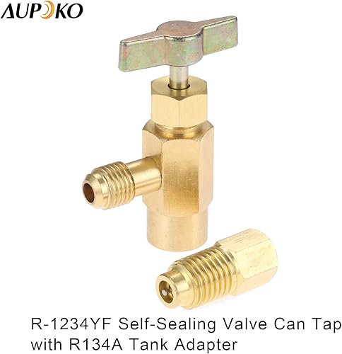 Miniatura 2 de R1234YF - Grifo de lata autosellante con adaptador de tanque R134A, abridor de botellas refrigerante SAE de 12 a 14 pulgadas con adaptador SAE