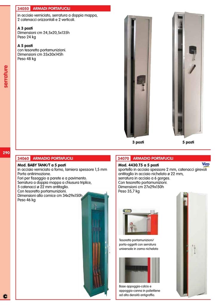 1PEZZO SERRATURA PER ARMADIO PORTAFUCILI 5 POSTI