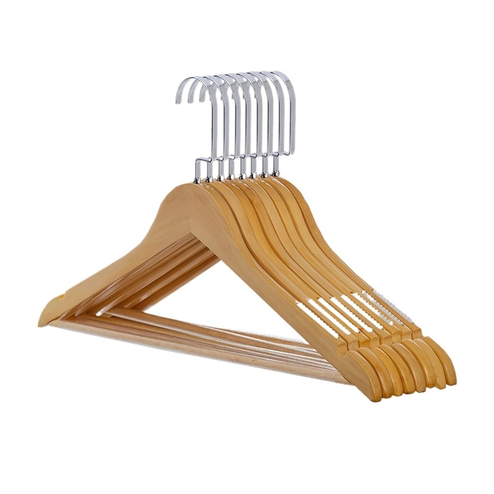 KFGISD, 10PCS Retro Wooden Hangers Non Slip Shirt Clothes Hanger with Rotating Hook Wardrobe Organizer Coat Rack ，Hangers(Original Wood Color)