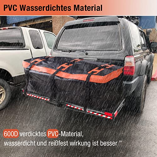 SUNORCHID Heckbox für Anhängerkupplung 115 x 61 x 61cm, 425 Liter 600D PVC Car Cargo Transportbox Wasserdicht Reißfest Faltbare Gepäckbox
