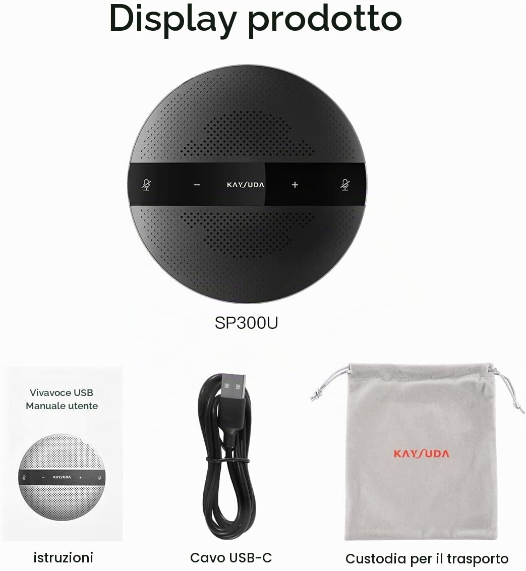 Microfono vivavoce per PC per computer, PS4 e XBOX, microfono Mic/Altoparlante USB omnidirezionale 360 ° per videoconferenza, riunioni online, registrazione, chat online, affari Skype, chiamate VoIP