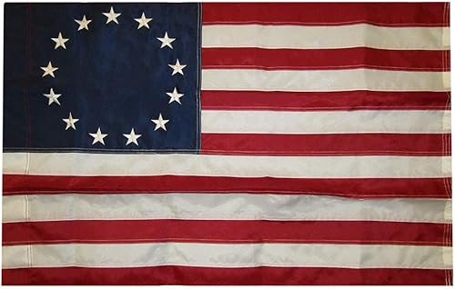 Miniatura 2 de Betsy Ross - Bandera de nailon bordado de 28 x 40 pulgadas, de alta calidad, 100% dura, con manga azul