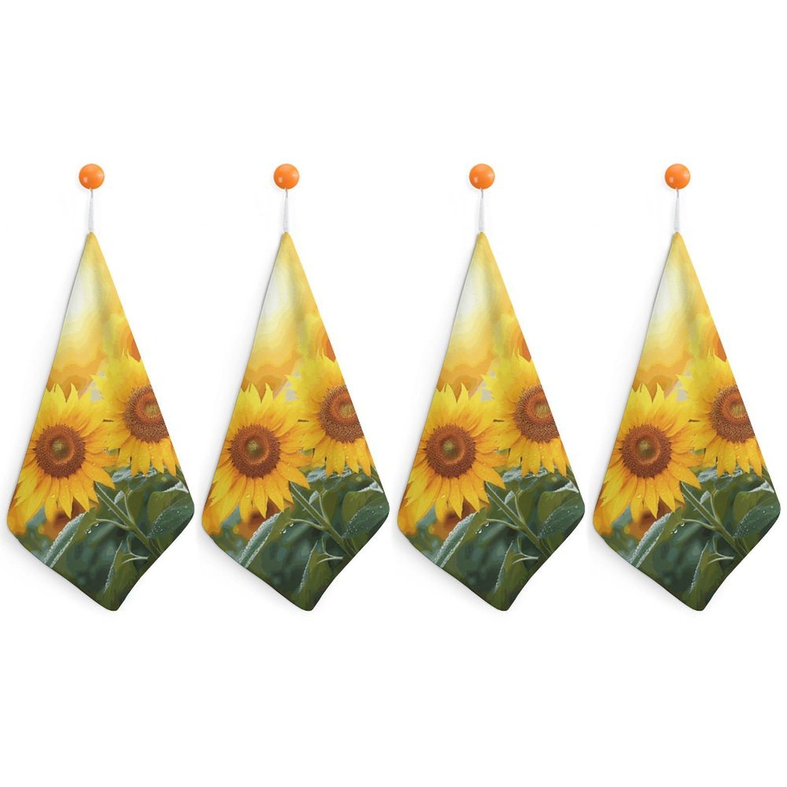 LDGSUPH Sunflower Flowers Hand Towels Fashion Hand Face Towel with Hanging Strap Absorbent Soft Decorative Towel Fade Resistant Cozy Face Cloths for Kitchen Gym Bathroom Towels 4PCS