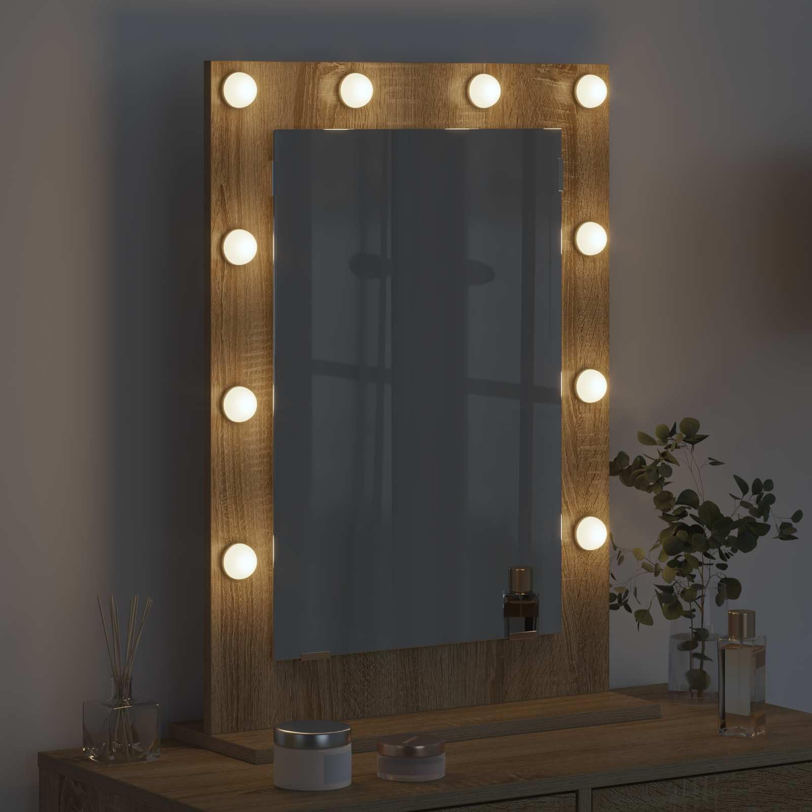Espejo de tocador con luz blanca cálida, funciona con USB, ideal para cuarto de baño, dormitorio, pasillo y vestidor