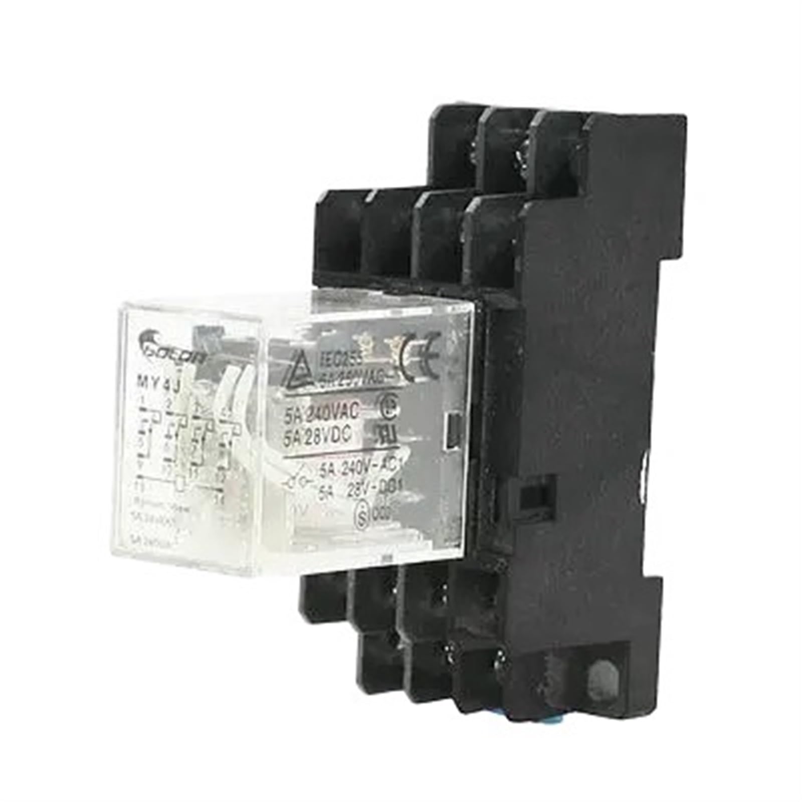 NWPNLXEA MY4J AC110V Coil 5A 240V AC 28V 35mm DIN Rail Power Relay 14 Pin w Socket