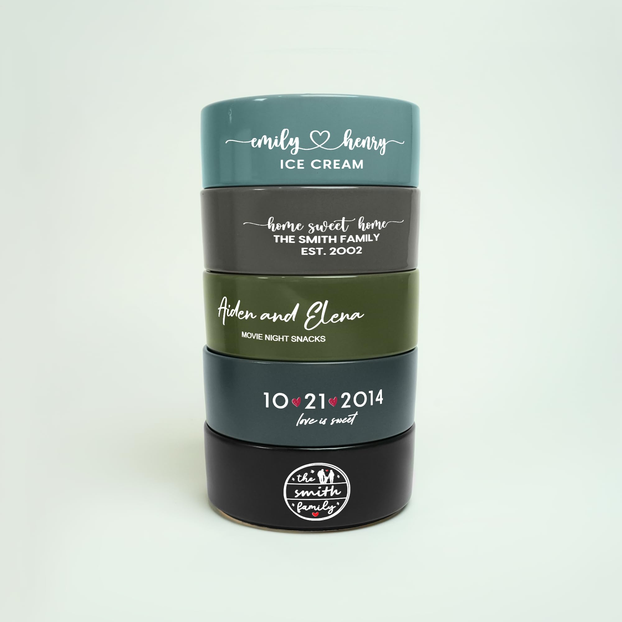 Handmade Personalized Ceramic Bowl – Custom Monogram, Name & Design | Snacks, Ice Cream, Cereal & Soup Bowl | Gift for Housewarming, Birthday, Christmas & Holidays | 5.5