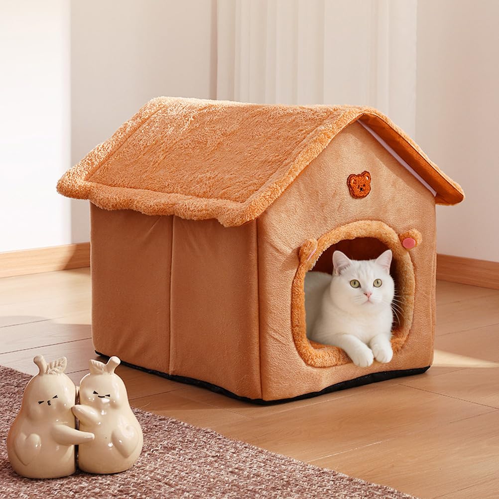 Cuccia per Gatti Chiusa per Gatti da Interno, Cuccia Calda E Accogliente per Gatti, Cuccia Pieghevole per Cani con Fodera Lavabile Rimovibile E Fondo Antiscivolo per Gatti,M