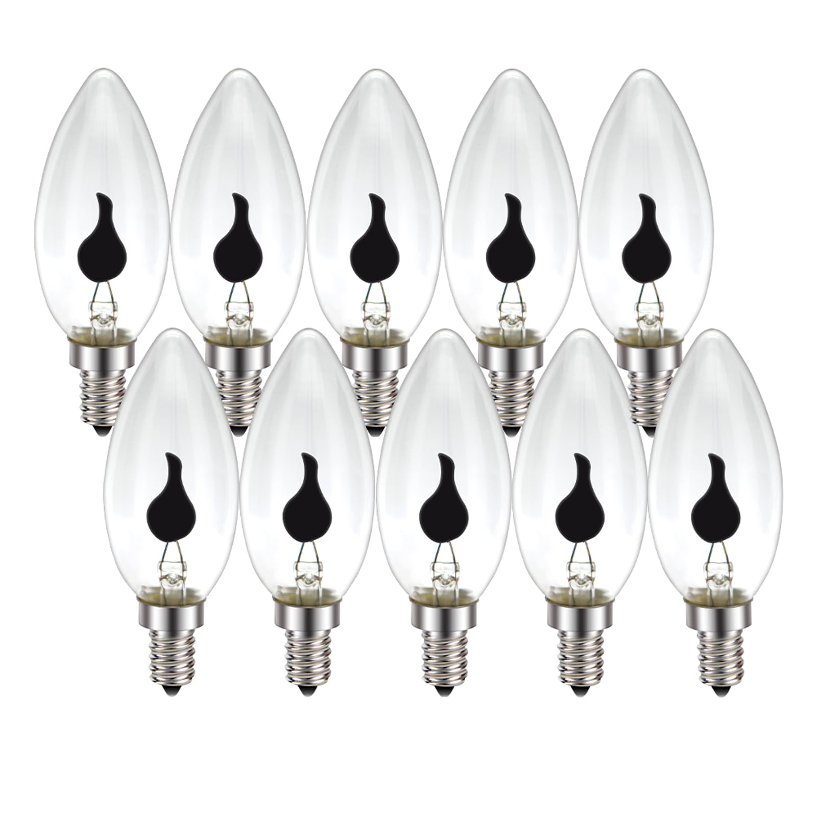 Ruiandsion 3W E14 Flickering Flame LED Bulb, 10-Pack Warm Yellow Flickering LED C35 Light for Christmas Halloween Decor, Fireplace, Chandelier, 220-240V