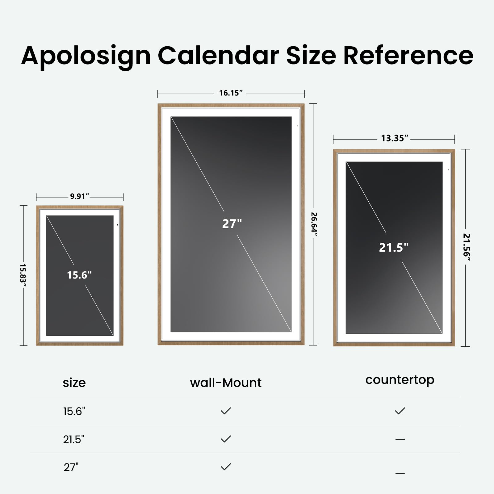 ApoloSign 21.5-inch Digital Calendar: Dual Mode Calendar with Google Play & Multi-calendar Sync, Electronic Planner & Chore Chart, Smart Touchscreen, Interactive Display for Family Schedules (Teak, 21.5")