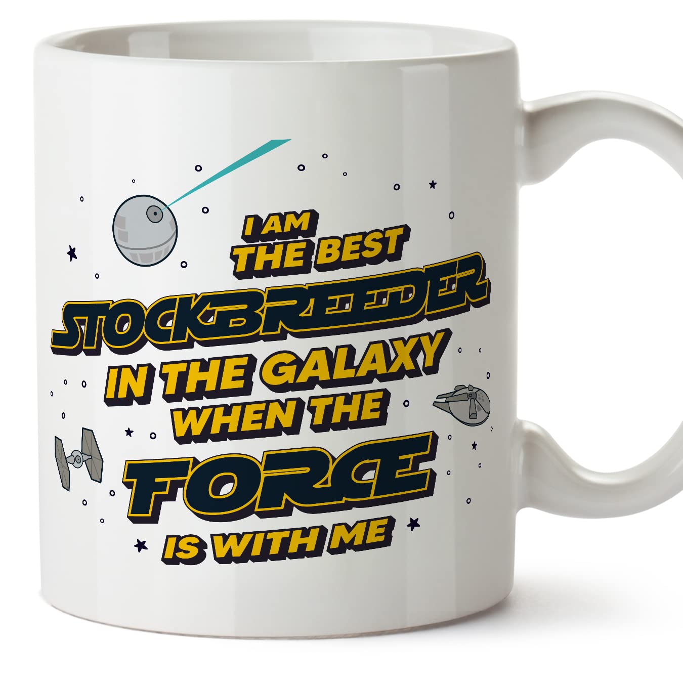 MUGFFINS STOCKBREEDER Mug - in English - Best in The Galaxy The Force is with Me - Funny Gift for Colleagues - Ceramic 11oz Mug