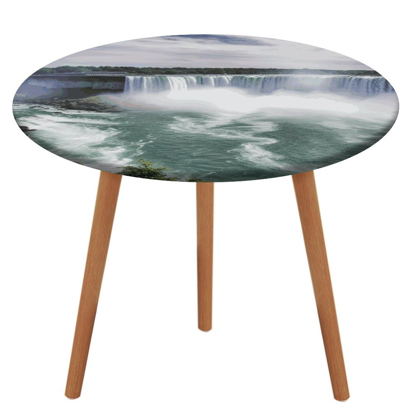 Nappe de table ronde ajustée élastique contre le vent et les taches motif Chutes du Niagara