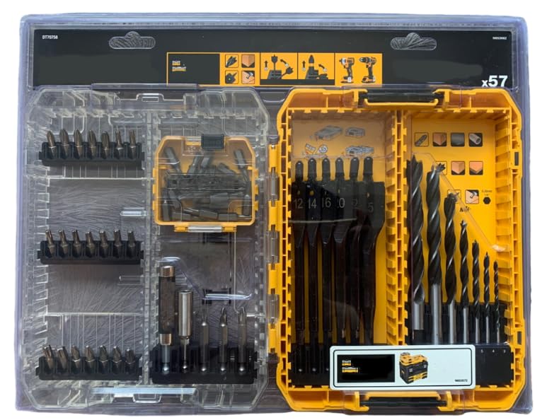 57 Piece #DT70758-QZ Screw Driving Set DT70758 Batch Head Set with Locatable Drill Bit, Woodworking Flat Drill Quality Durable New Replacement Parts for DEWALT