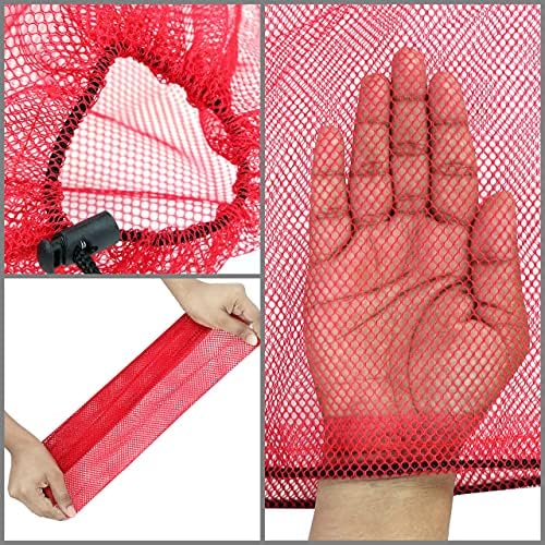 BELLE VOUS Multicoloured Nylon Mesh Drawstring Laundry Bags (10 Pack) - 35.5 x 40cm / 14 x 15.75 inches - Sack Cord Bag for Storage, Travel, Washing, Sports Equipment, Beach, Toys, Golf and Swimming