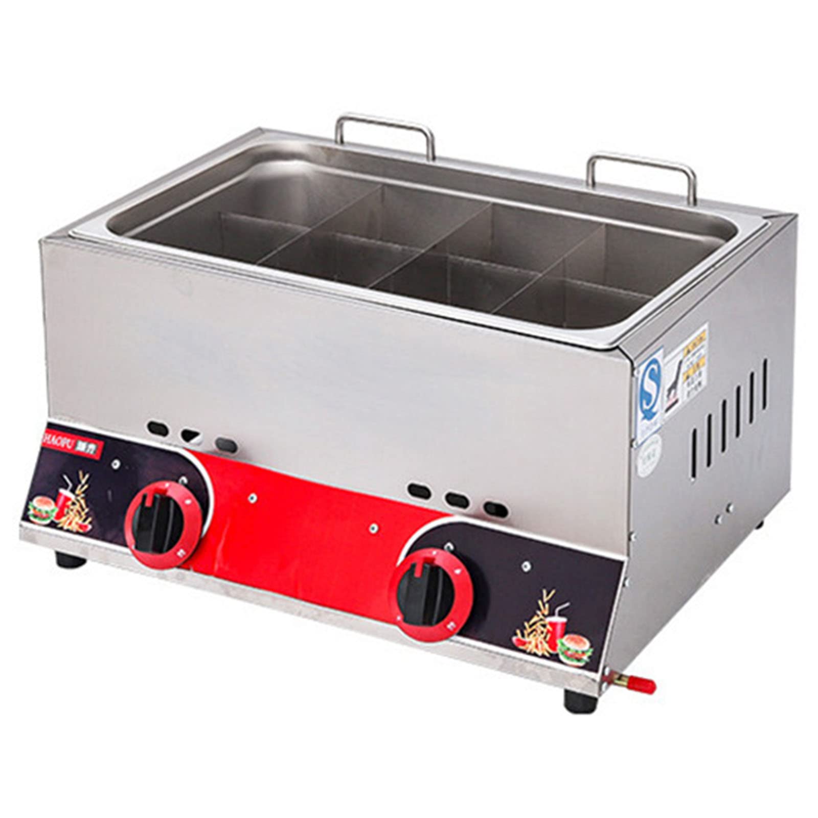 IUokLU Gas Fryer Commercial Stainless Steel Gas Fryer Professional Countertop Fryer 6L×2 for French Fries Restaurant Home Kitchen,B (C)