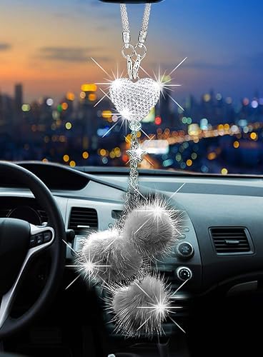 Miniatura 15 de Adornos para espejo retrovisor, accesorios brillantes para colgar en el espejo del automóvil, decoración de automóvil para mujer, accesorios Azul