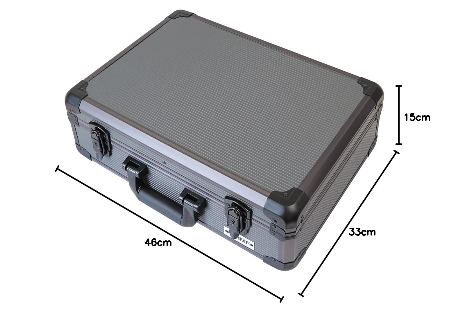 HMF 14502-02 Aluminiowa walizka transportowa, walizka do przechowywania, walizka na aparat fotograficzny, indywidualne podziały, 46 x 15 x 33 cm
