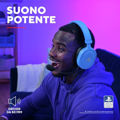 GXTrust 498B Forta Cuffie PS5 e PS4 Licenza Ufficiale PlayStation 5, Driver 50 mm, Audio 3D, Cavo da 1,2 m, Microfono Staccabile, Jack Audio 3.5 mm, Cuffie Gaming Cablate, Blu - Immagine 2