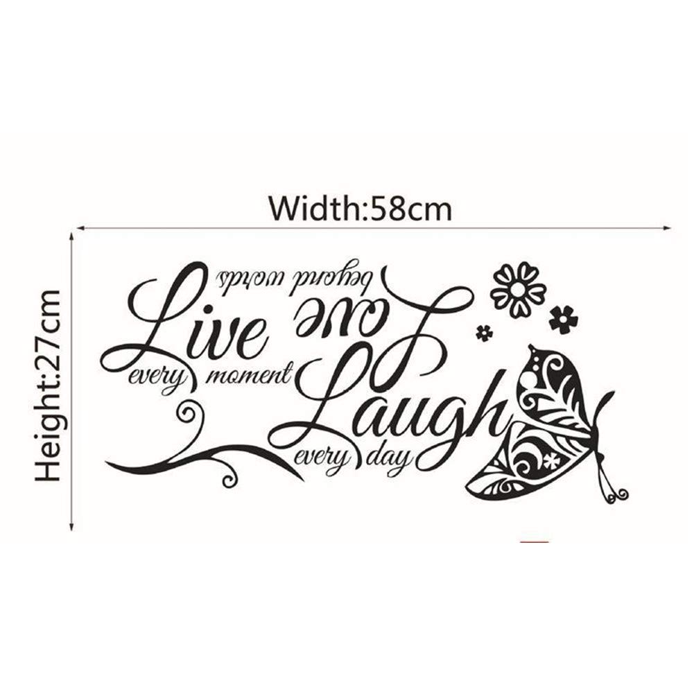 Live Every Moment,Laugh Every Day, Love Beyond Words - Calcomanías de pared motivacionales familiares para pared del hogar, dormitorio, aula, sala de estar, arte familiar, decoración del hogar