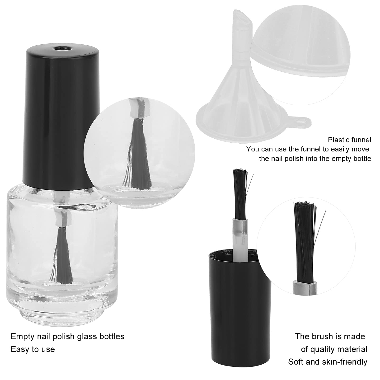 GTHER 6 Leere Nagellackflaschen Mit Pinselkappe, Trichter & Mischkugeln – Ideal Zum Selbermischen